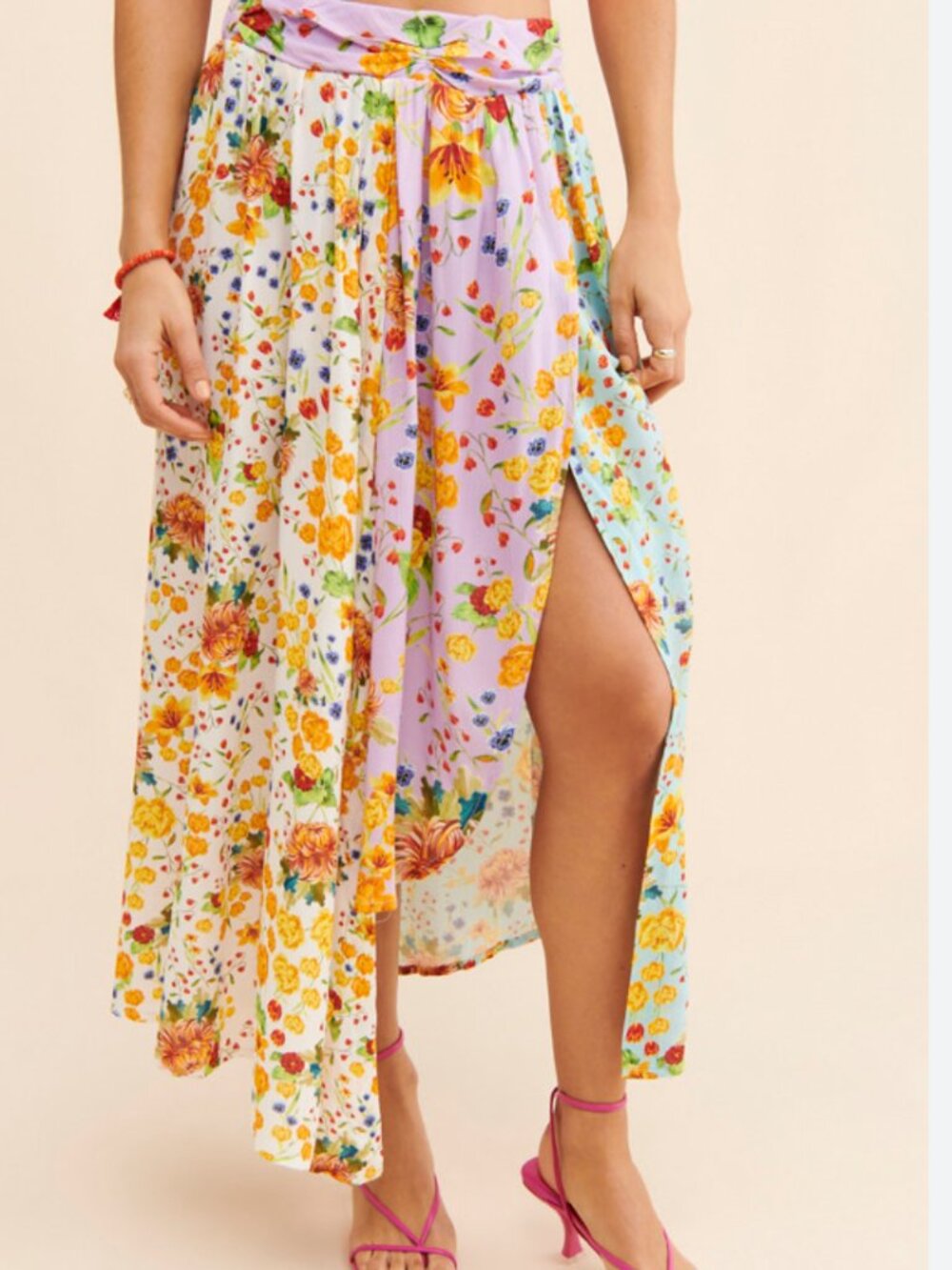Agua Bendita Kayle Floral Crop Top & Bouk Asymmetrical Skirt Set L - Picture 3 of 16
